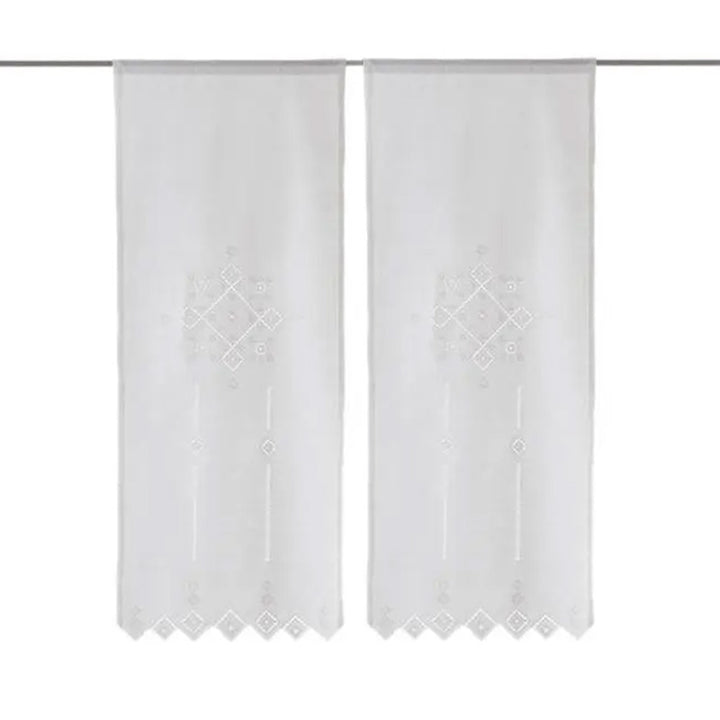 Zenoni & ColombiCoppia di Tende ricamate a mano in misto Lino Made in Italy variante Punto Antico Italiano Offerta