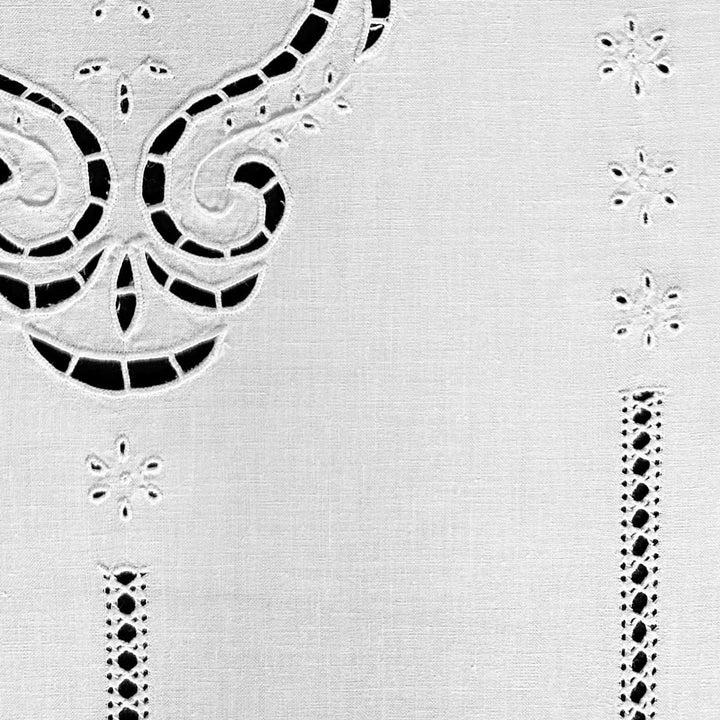 Zenoni & ColombiTenda ricamata a mano in misto Lino Made in Italy variante Mary's Rose Vendita Calda