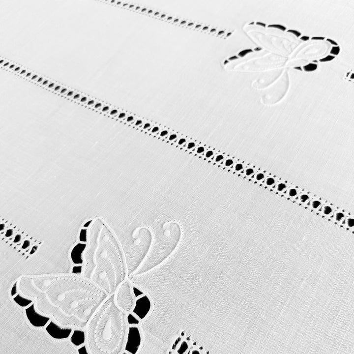 Zenoni & ColombiCoppia di Tende ricamate a mano in misto Lino Made in Italy variante Butterfly Saldi Di Fabbrica