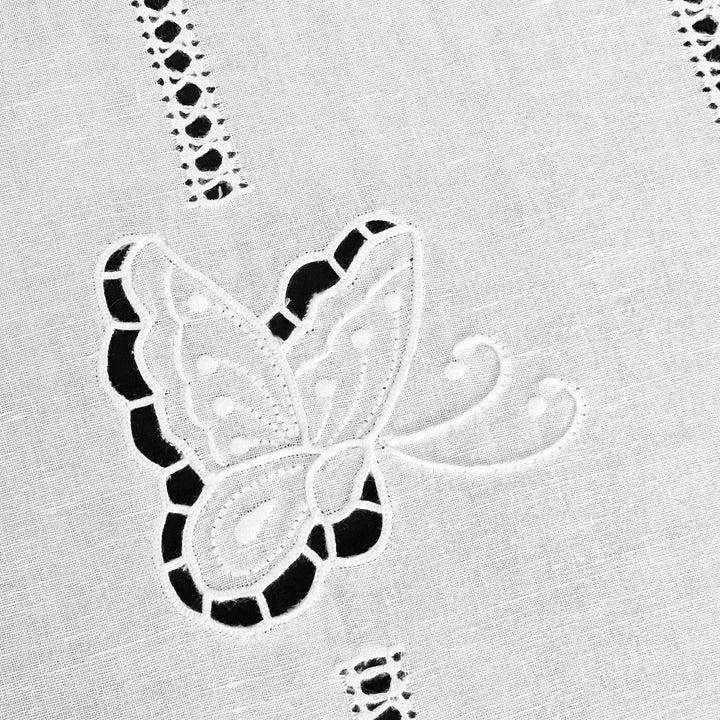 Zenoni & ColombiCoppia di Tende ricamate a mano in misto Lino Made in Italy variante Butterfly Saldi Di Fabbrica