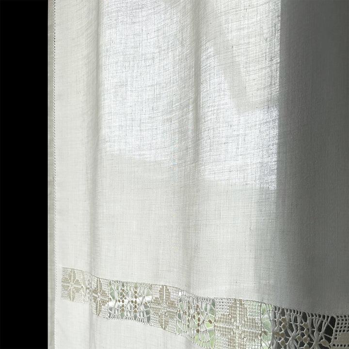 Zenoni & ColombiCoppia di Tende ricamate a mano in misto Lino Made in Italy variante Daniela Italia