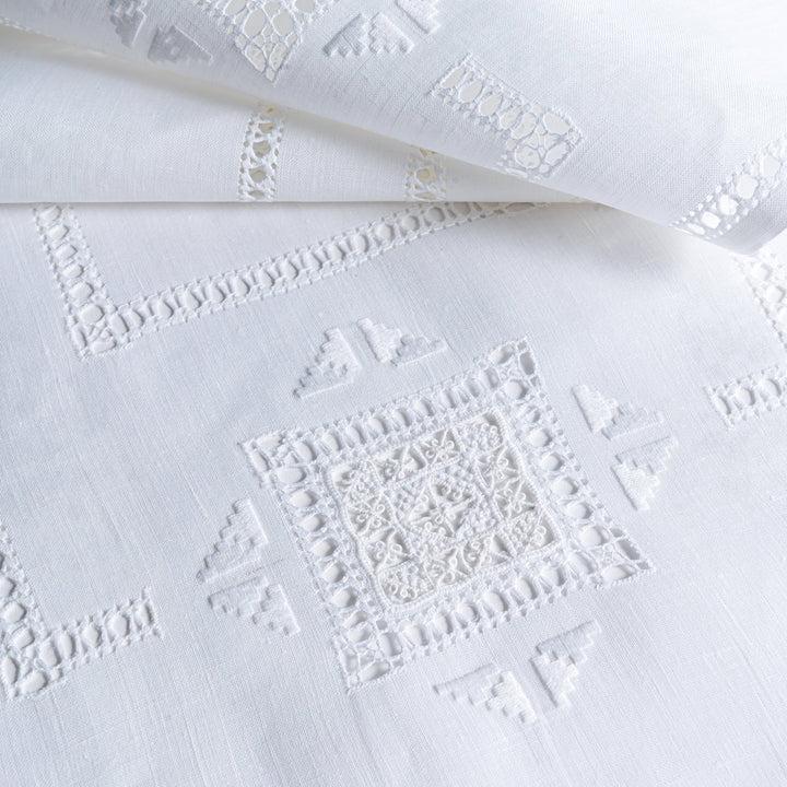Zenoni & ColombiRunner ricamato a mano in misto Lino e Cotone Made in Italy Punto antico toscano In Saldo