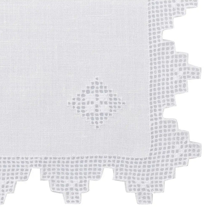 Zenoni & ColombiCentrino ricamato a mano in puro Lino Made in Italy variante Etruria (2 pezzi) Spedizione Gratuita