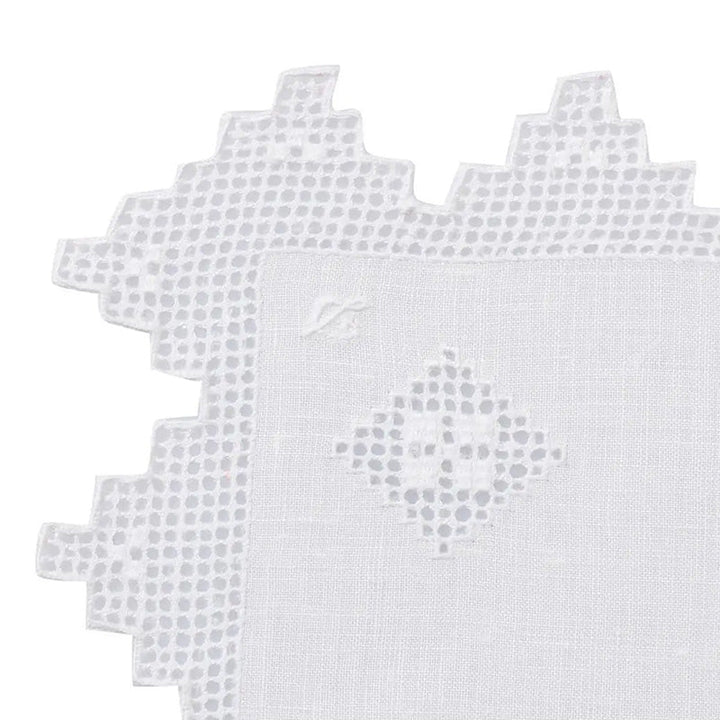 Zenoni & ColombiCentrino ricamato a mano in puro Lino Made in Italy variante Etruria (2 pezzi) Spedizione Gratuita