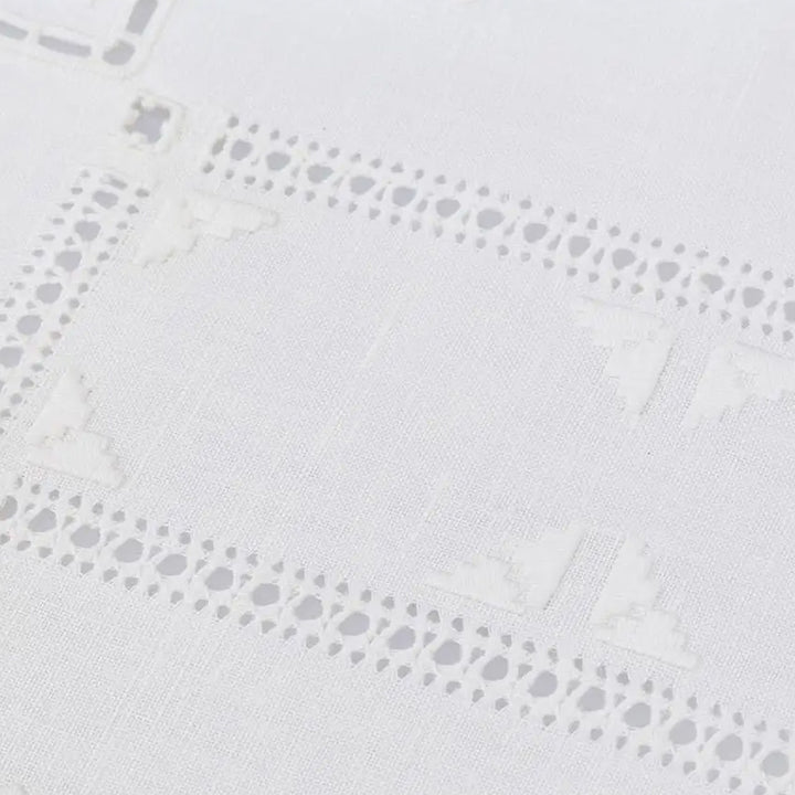 Zenoni & ColombiCentrino ricamato a mano in Lino Made in Italy variante Punto antico italiano (2 pezzi) Fino Al -60%