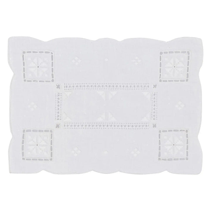 Zenoni & ColombiCentrino ricamato a mano in Lino Made in Italy variante Punto antico italiano (2 pezzi) Fino Al -60%