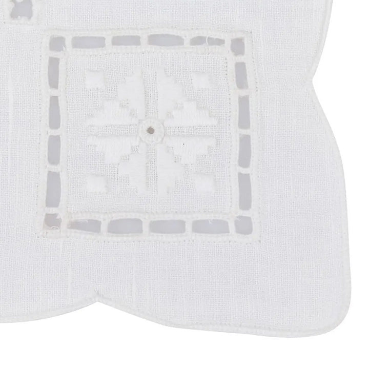 Zenoni & ColombiCentrino ricamato a mano in Lino Made in Italy variante Punto antico italiano (2 pezzi) Fino Al -60%